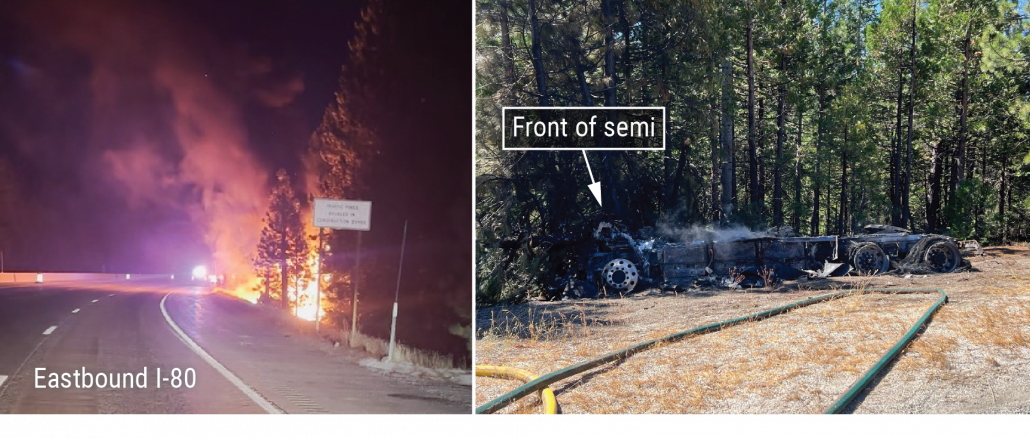 electric powered semi truck burns 50,000 gallons of water to stop burning