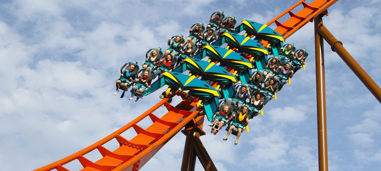 The Mammoth Water Coaster at Holiday World & Splashin’ Safari is a popular ride today. (Spencer County Visitors Bureau/SantaClausInd.org)
