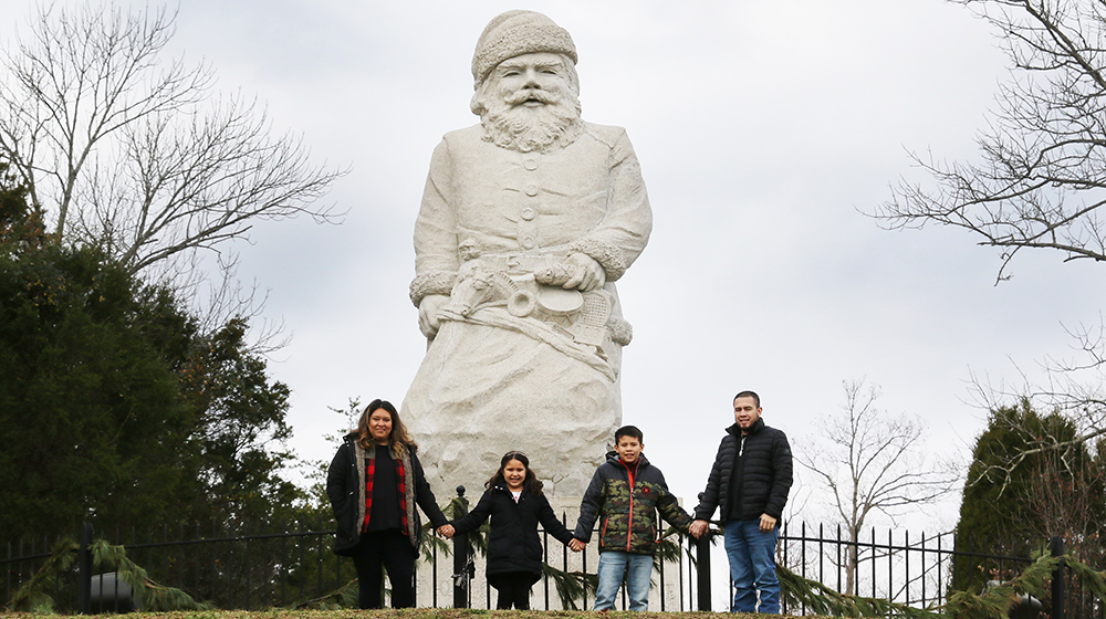 The 22-foot-tall statue towers on top of the hill at Santa Claus Museum & Village. (Spencer County Visitors Bureau/SantaClausInd.org)